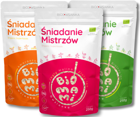 Owsianka Bio 3-pack Malina+Mango+Jabłko